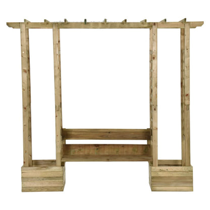 Garten-Pergola Mit Bank & Pflanzkübeln Kiefernholz Imprägniert