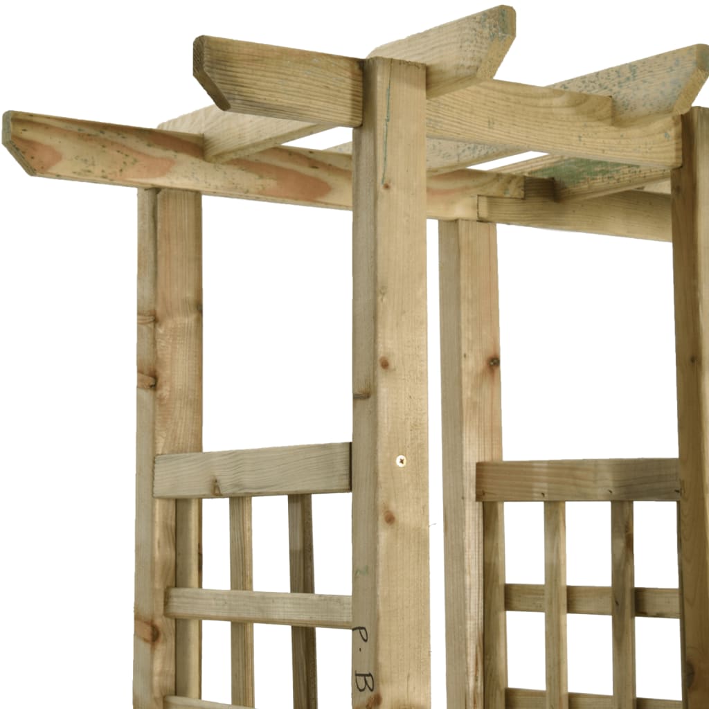 Garten-Pergola Mit Bank & Pflanzkübeln Kiefernholz Imprägniert