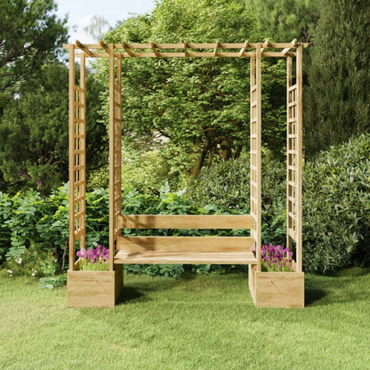 Garten-Pergola Mit Bank & Pflanzkübeln Kiefernholz Imprägniert