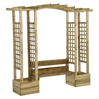 Garten-Pergola Mit Bank & Pflanzkübeln Kiefernholz Imprägniert
