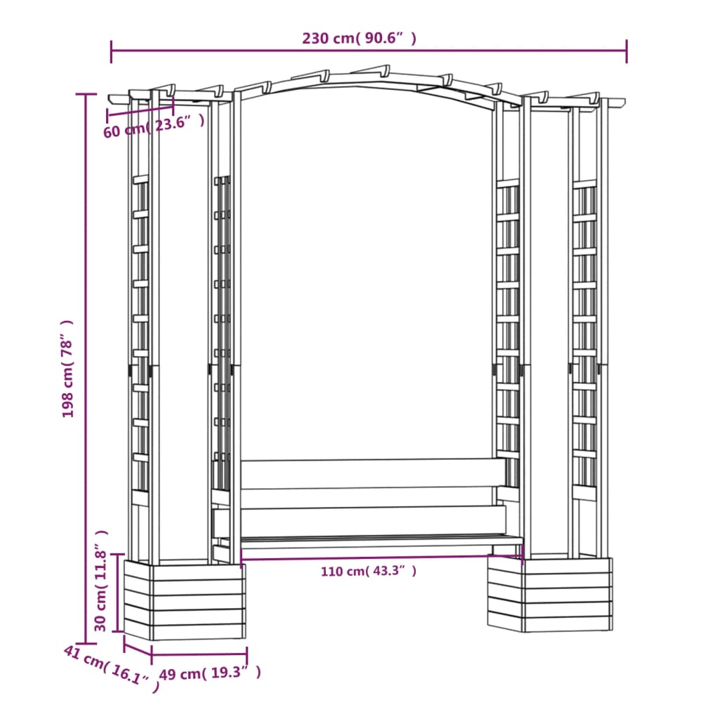 Garten-Pergola Mit Bank & Pflanzkübeln Kiefernholz Imprägniert