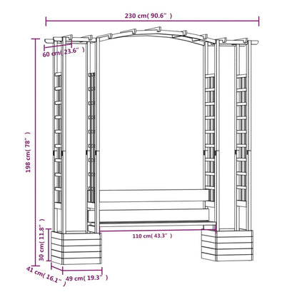 Garten-Pergola Mit Bank & Pflanzkübeln Kiefernholz Imprägniert