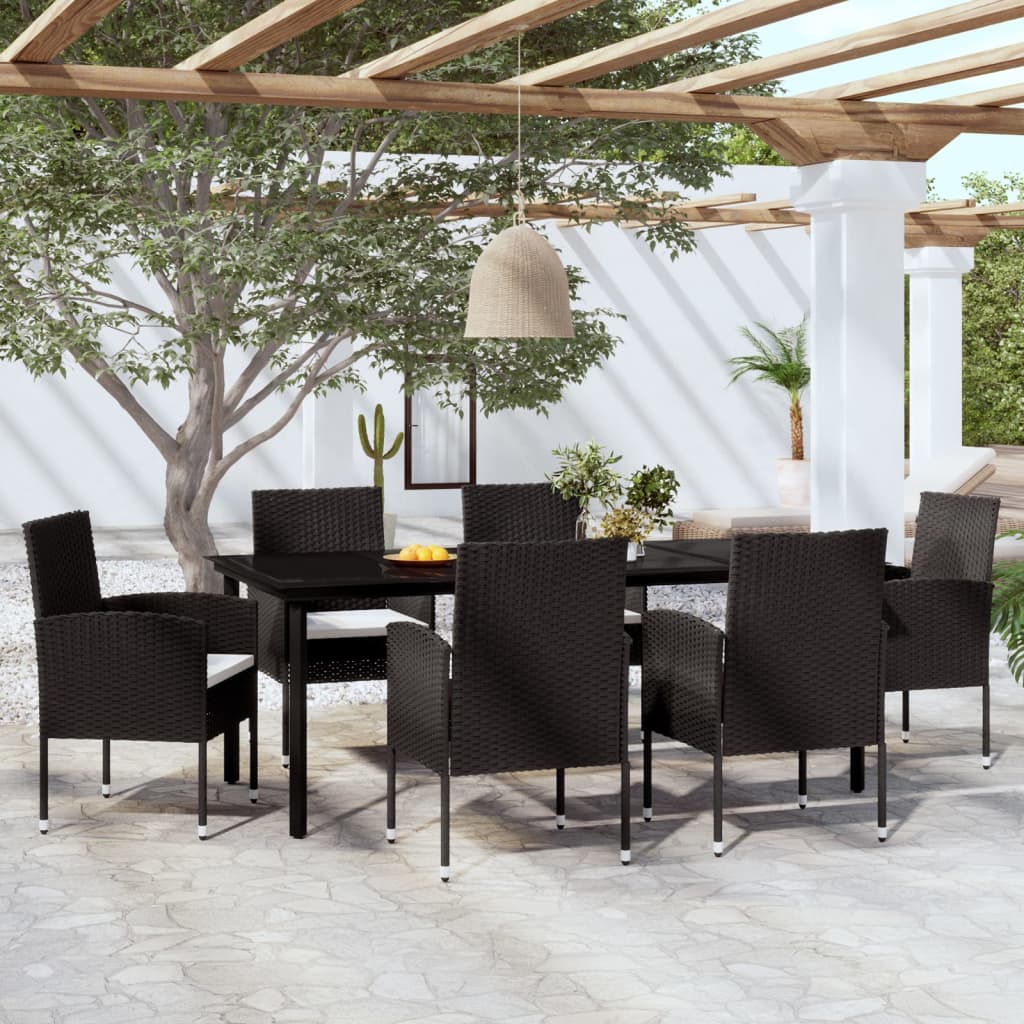 7-Tlg. Garten-Essgruppe Schwarz