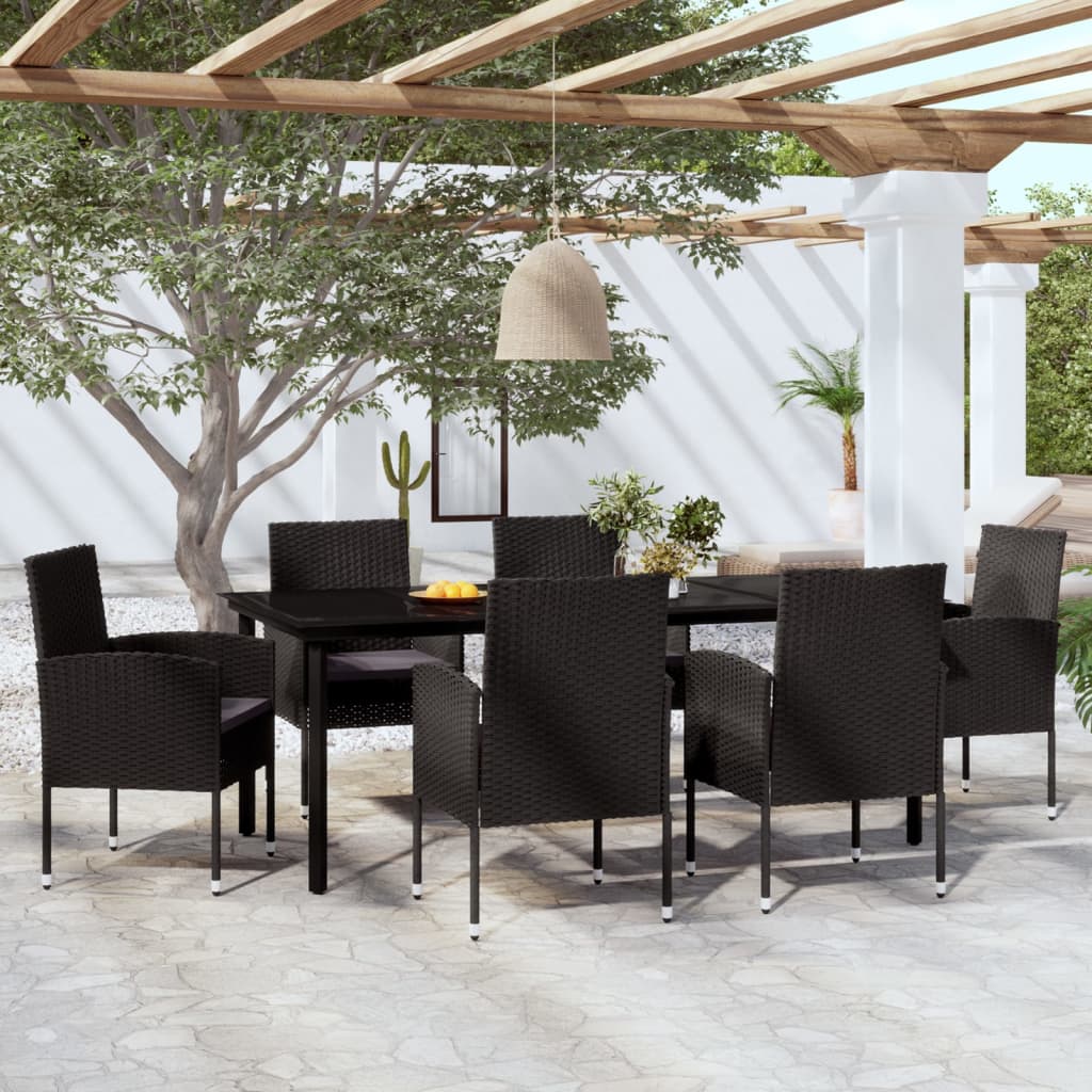 7-Tlg. Garten-Essgruppe Schwarz