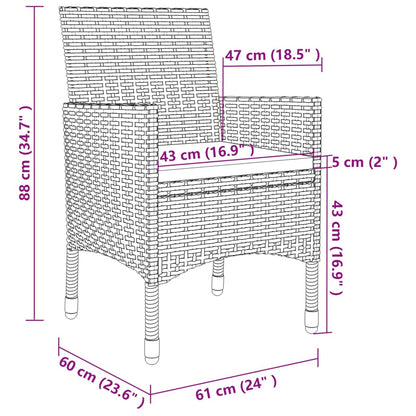 7-Tlg. Garten-Essgruppe Mit Auflagen Poly Rattan Und Glas