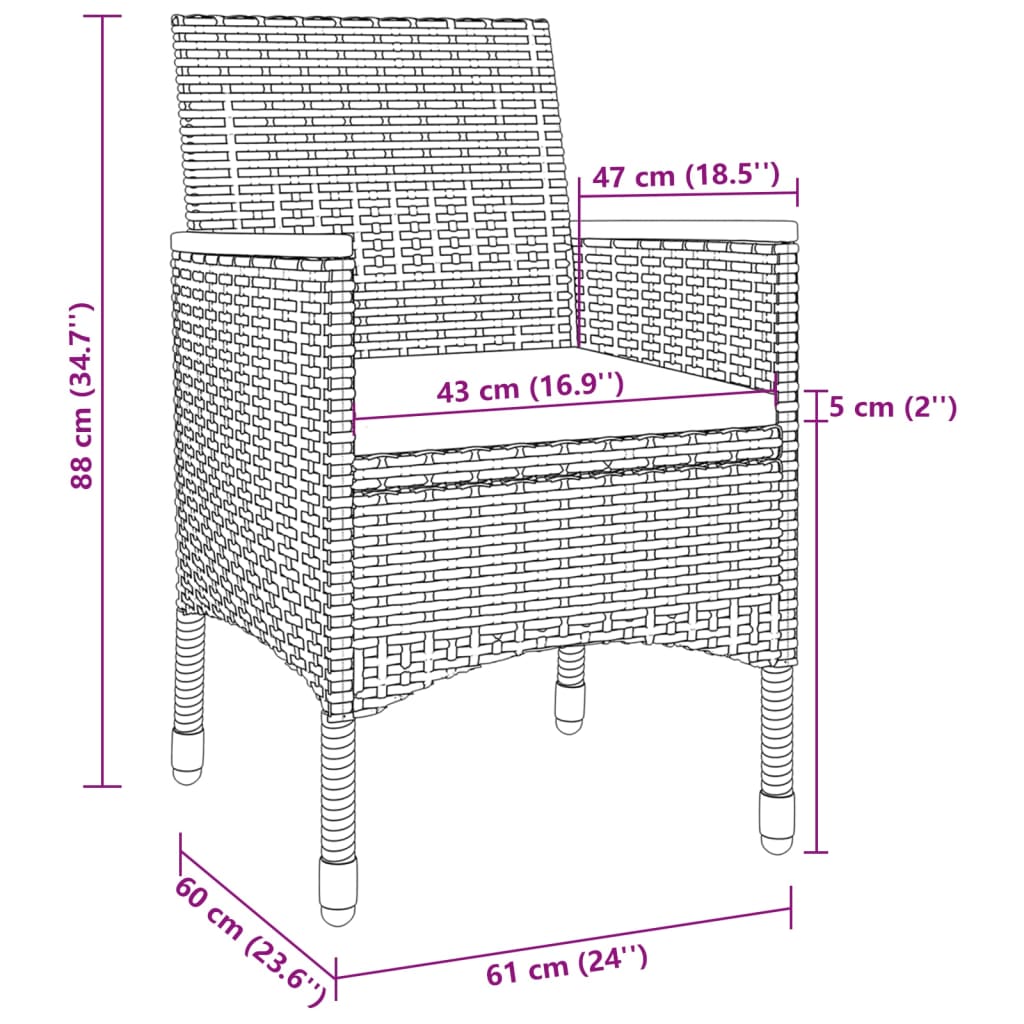 7-Tlg. Garten-Essgruppe Mit Kissen Poly Rattan Und Glas