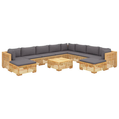 11-Tlg. Garten-Lounge-Set Mit Kissen Massivholz Teak