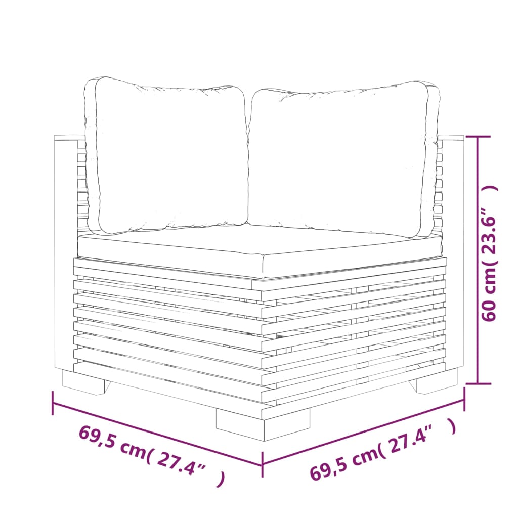 4-Tlg. Garten-Lounge-Set Mit Kissen Massivholz Teak