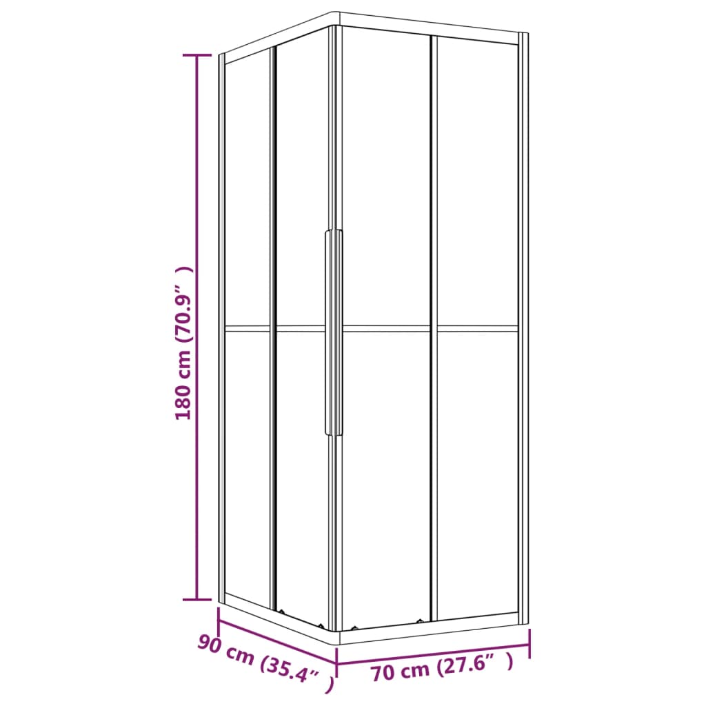 Duschkabine Esg Matt 90X70X180 Cm