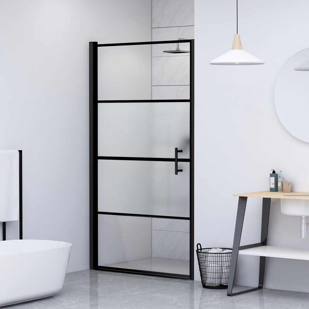 Duschtür Halbmatt Hartglas Schwarz