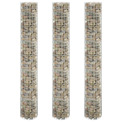 Gabionen-Hochbeete 3 Stk. Rund Verzinkter Stahl Ø30X150 Cm