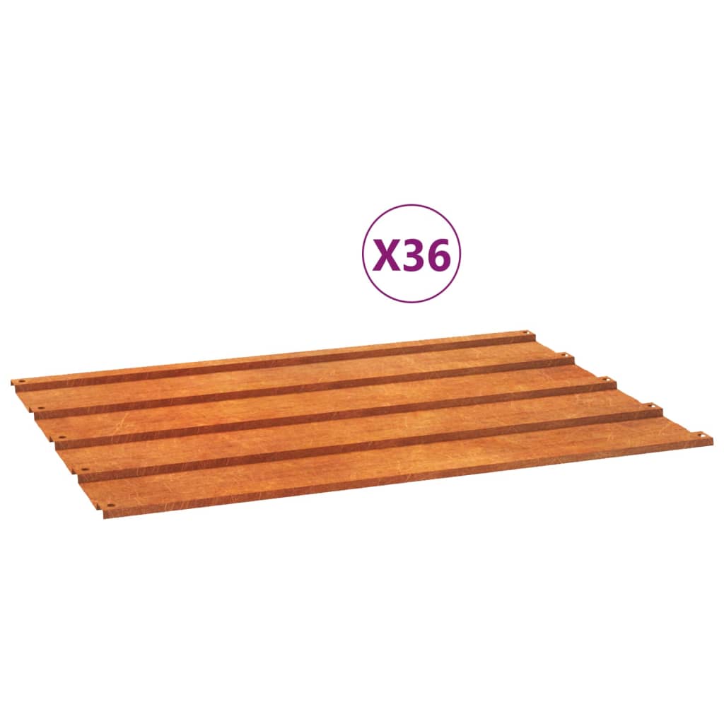 Dachplatten 36 Stk. Rostig Cortenstahl
