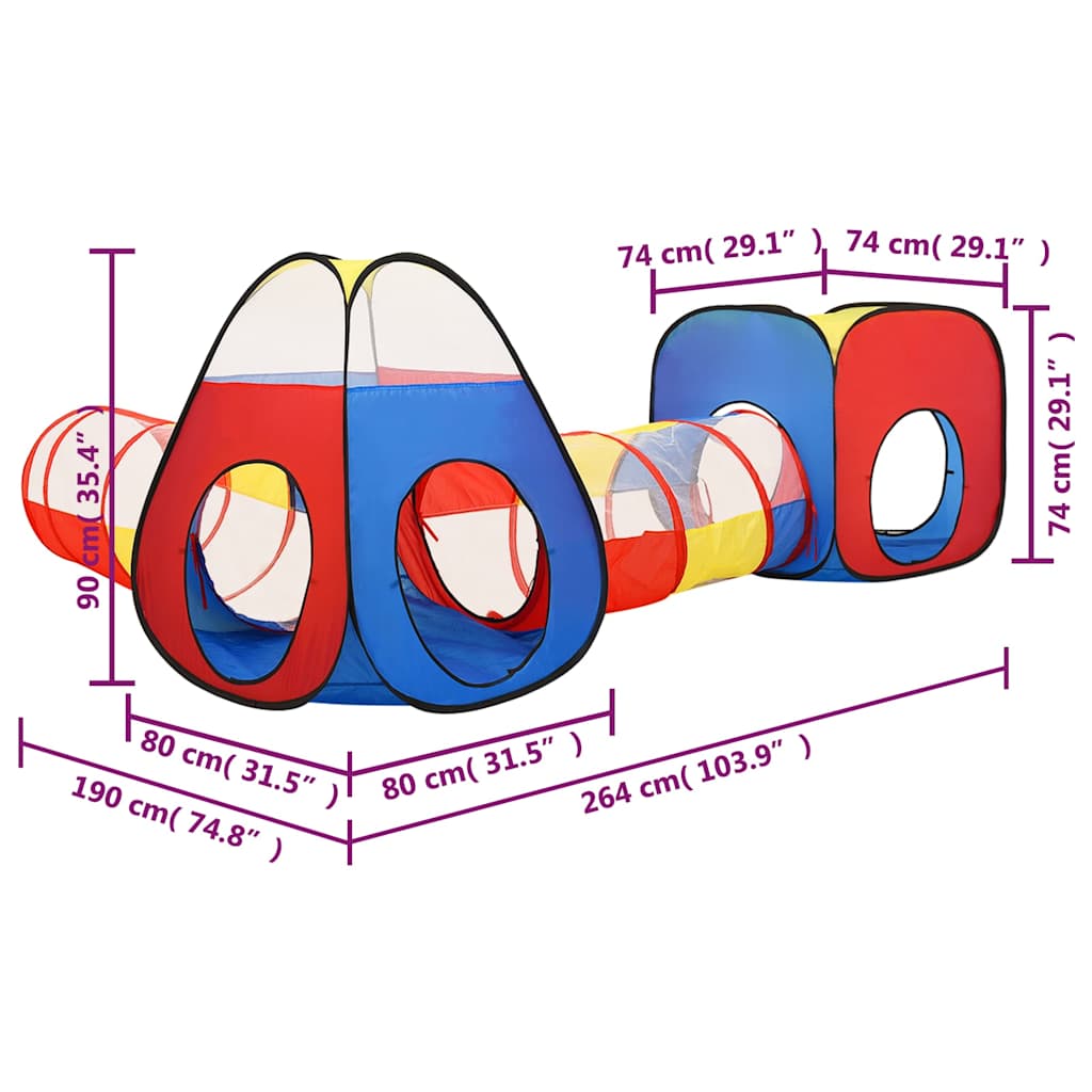 Kinder-Spielzelt Mehrfarbig 190X264X90 Cm