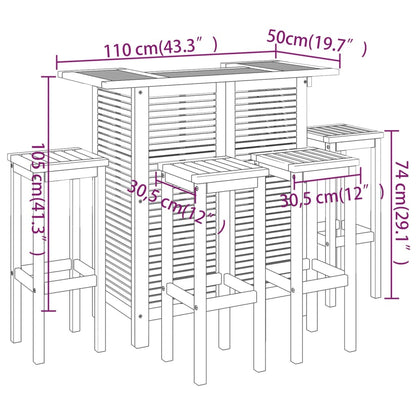 5-Tlg. Gartenbar-Set Massivholz Akazie