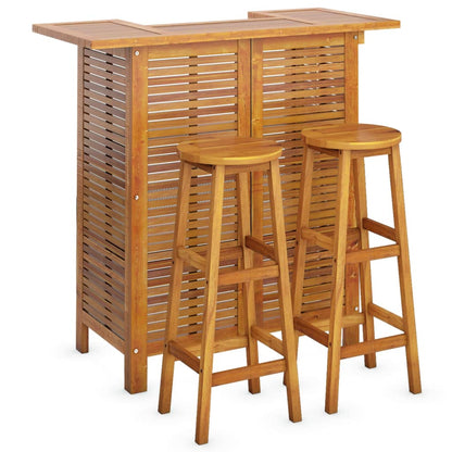 3-Tlg. Gartenbar-Set Massivholz Akazie