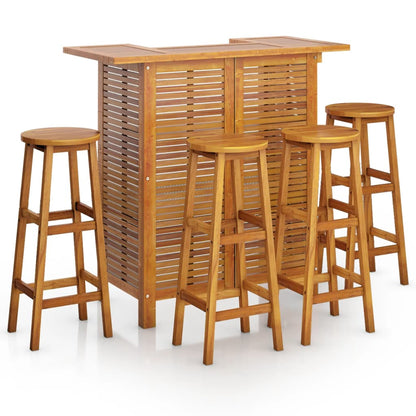 5-Tlg. Gartenbar-Set Massivholz Akazie