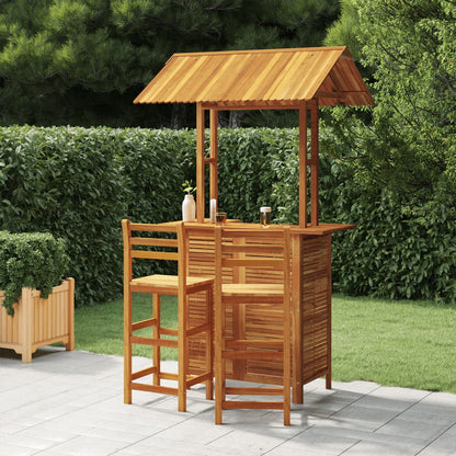 3-Tlg. Gartenbar-Set Massivholz Akazie