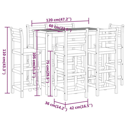 7-Tlg. Gartenbar-Set Massivholz Akazie