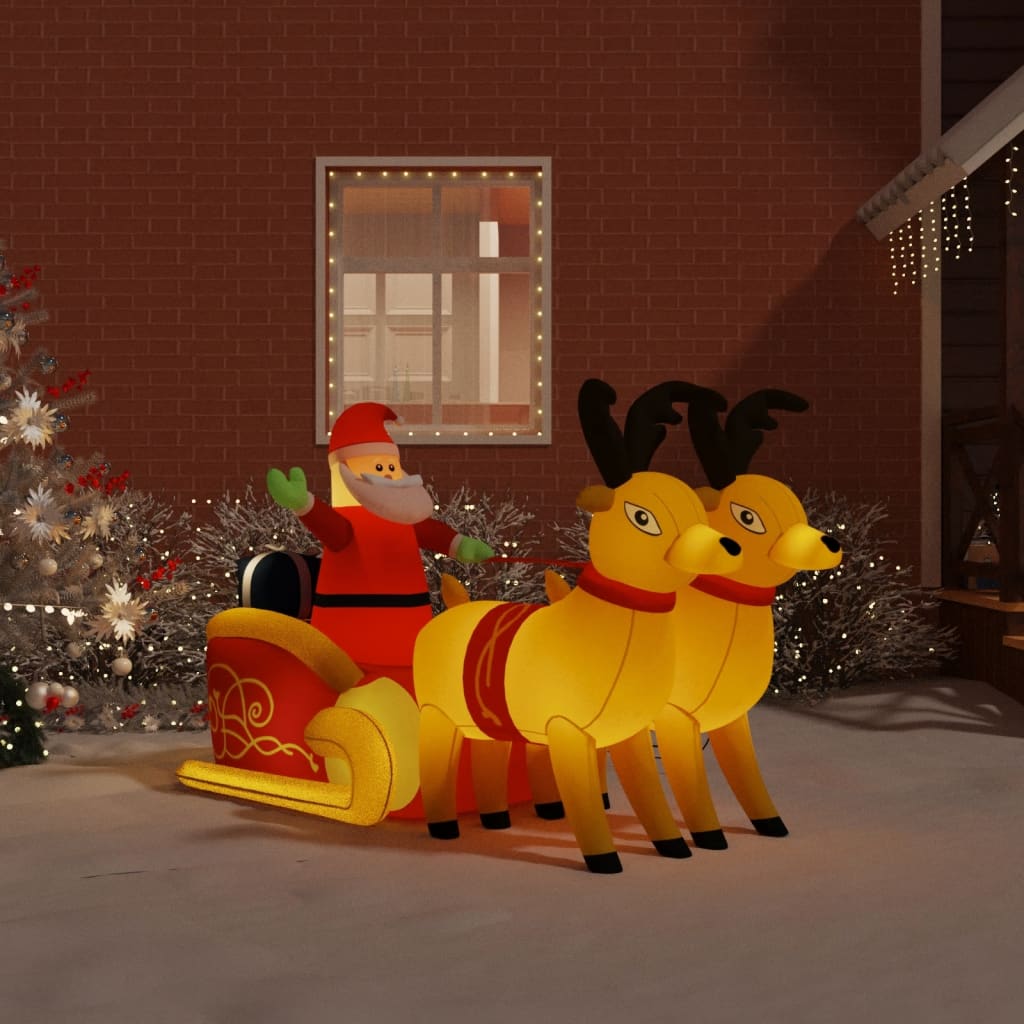 Aufblasbarer Weihnachtsmann Mit Rentieren Led