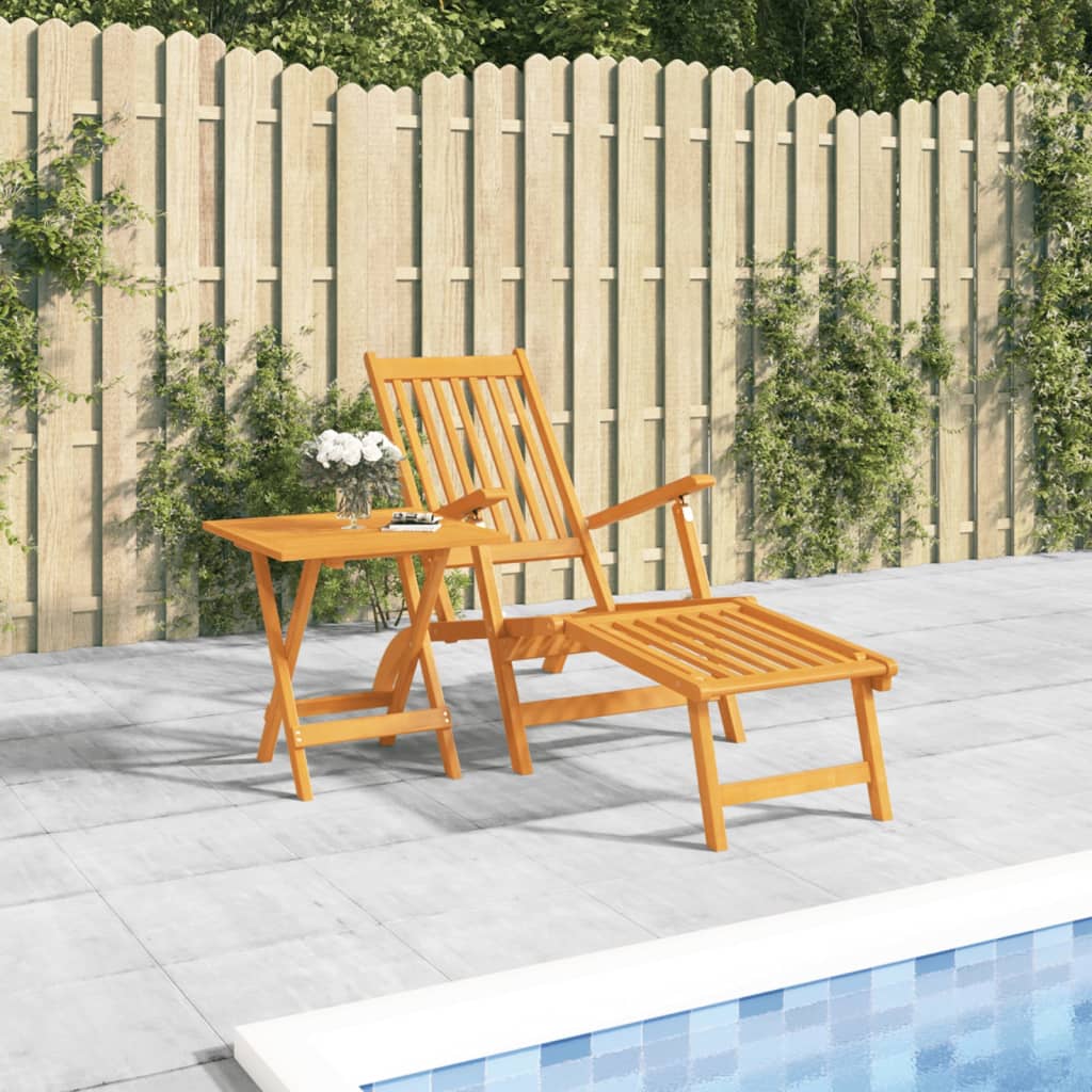 Gartenliege Mit Fußteil Und Tisch Massivholz Akazie