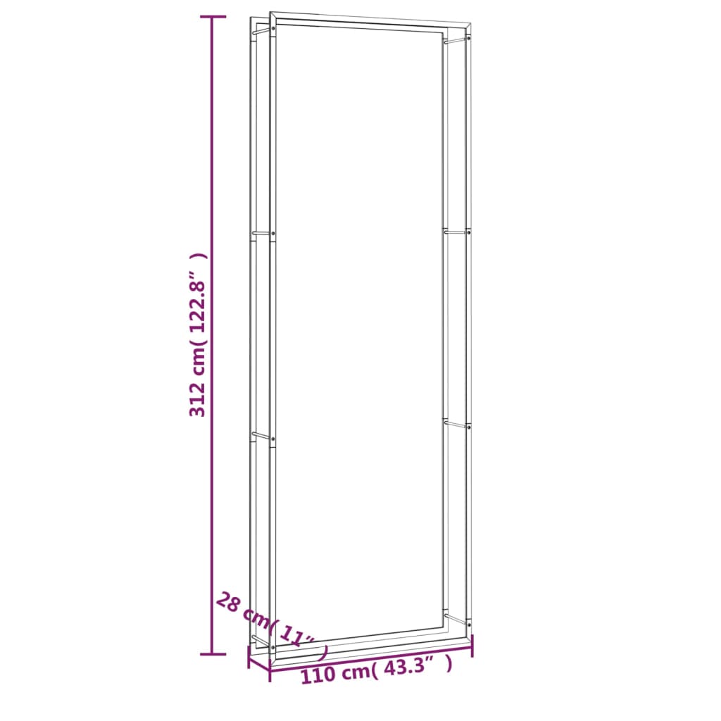 Brennholzregal Matt 110X28X312 Cm Stahl