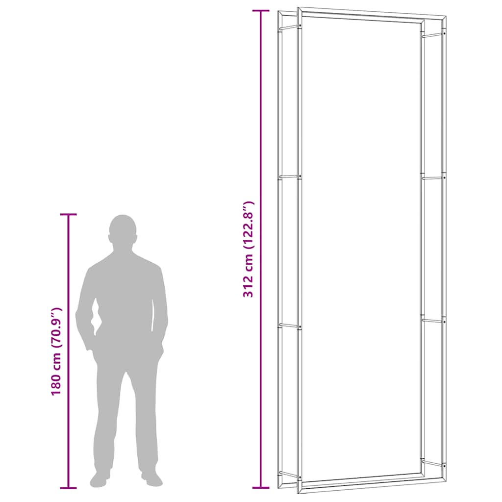 Brennholzregal Matt 110X28X312 Cm Stahl