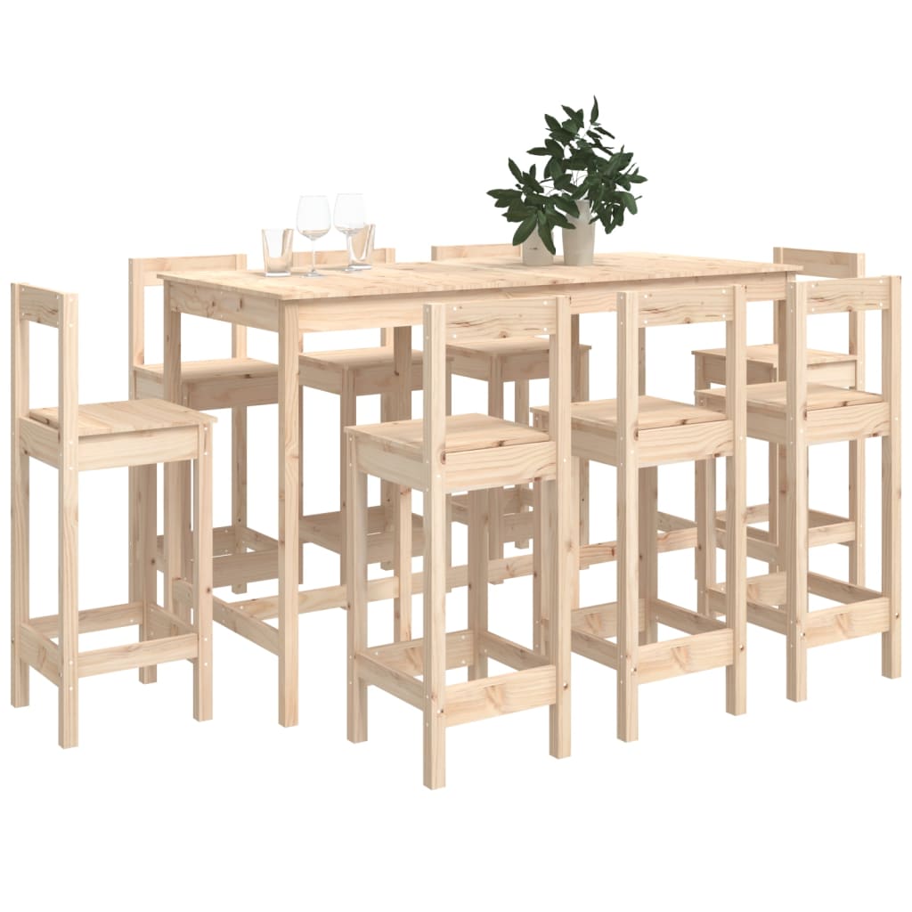 9-Tlg. Bar-Set Massivholz Kiefer