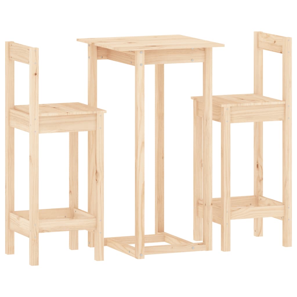 3-Tlg. Bar-Set Massivholz Kiefer