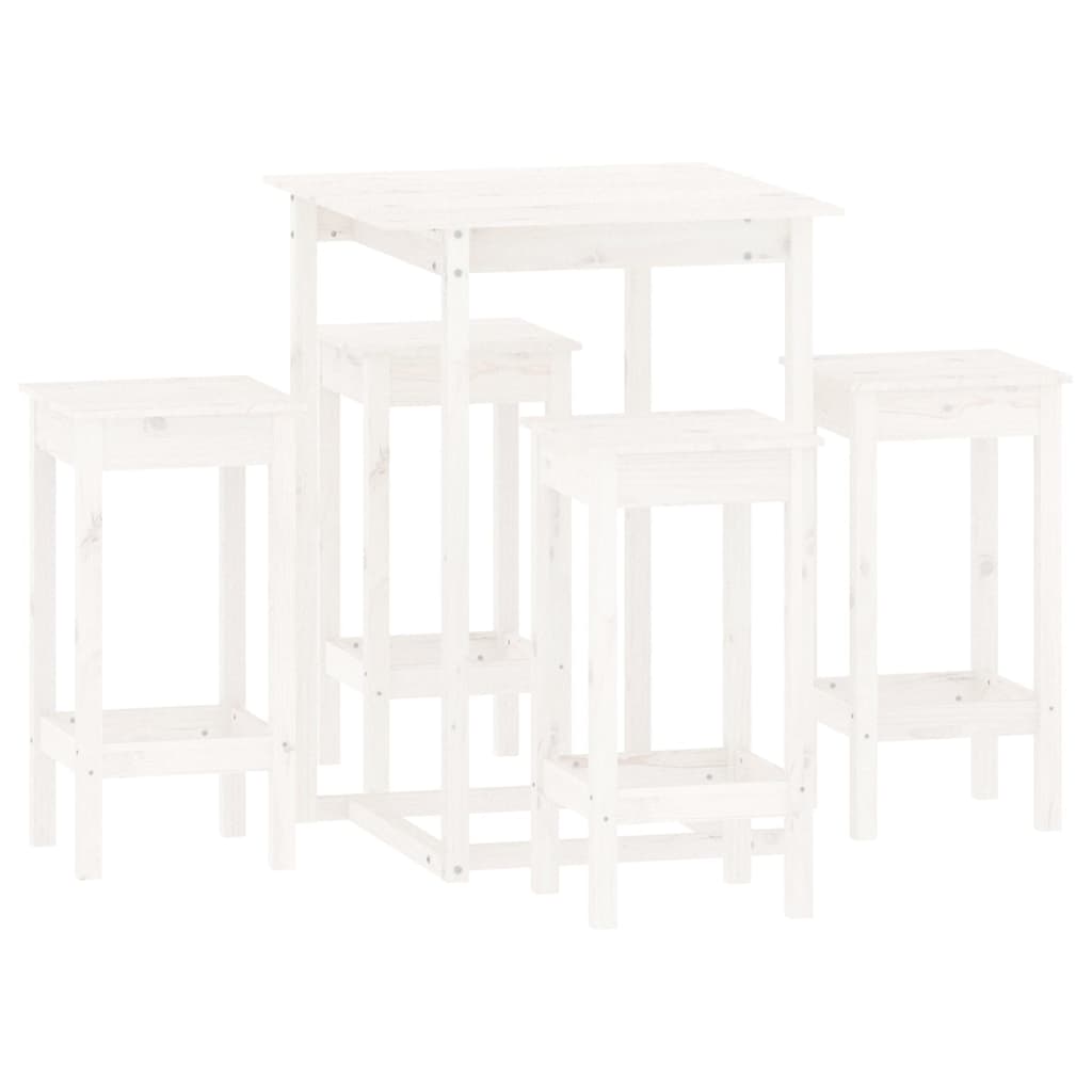 5-Tlg. Bar-Set Weiß Massivholz Kiefer