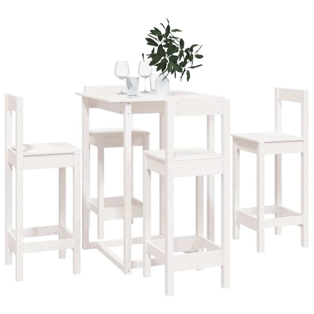 5-Tlg. Bar-Set Weiß Massivholz Kiefer