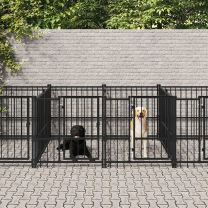 Outdoor-Hundezwinger Mit Dach Stahl 13,14 M²