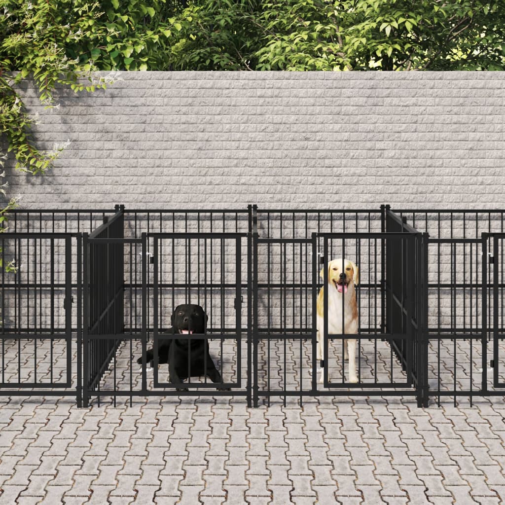 Outdoor-Hundezwinger Mit Dach Stahl 13,14 M²