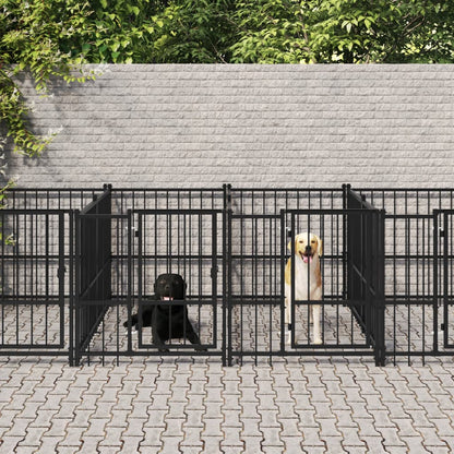 Outdoor-Hundezwinger Mit Dach Stahl 13,14 M²