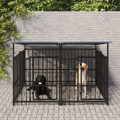 Outdoor-Hundezwinger Mit Dach Stahl 13,14 M²