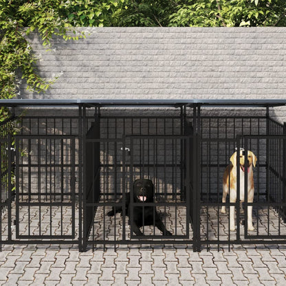 Outdoor-Hundezwinger Mit Dach Stahl 13,14 M²