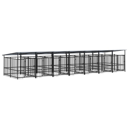 Outdoor-Hundezwinger Mit Dach Stahl 13,14 M²