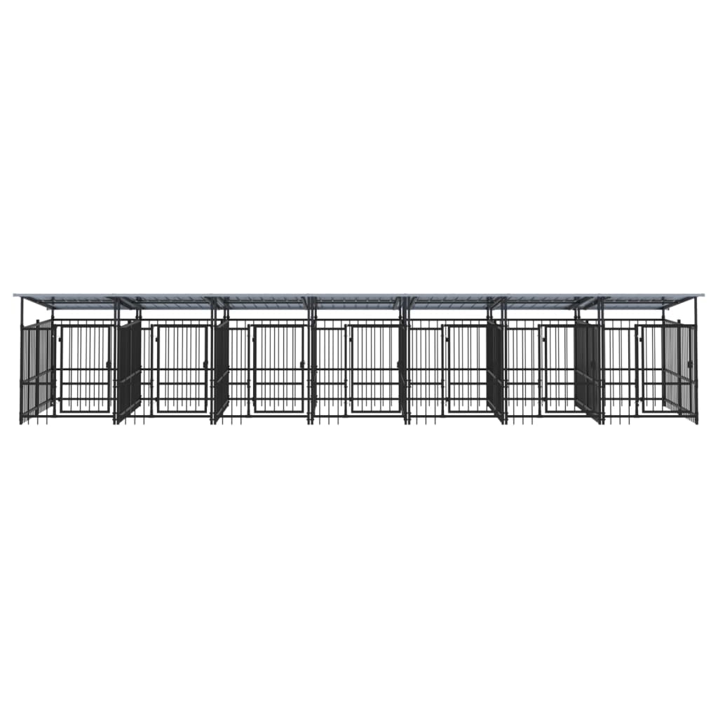 Outdoor-Hundezwinger Mit Dach Stahl 13,14 M²