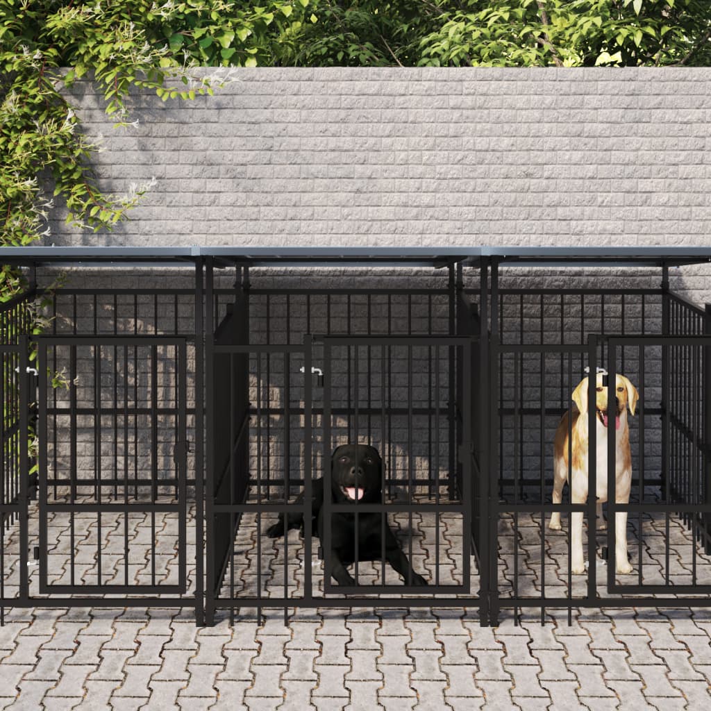 Outdoor-Hundezwinger Mit Dach Stahl 13,14 M²