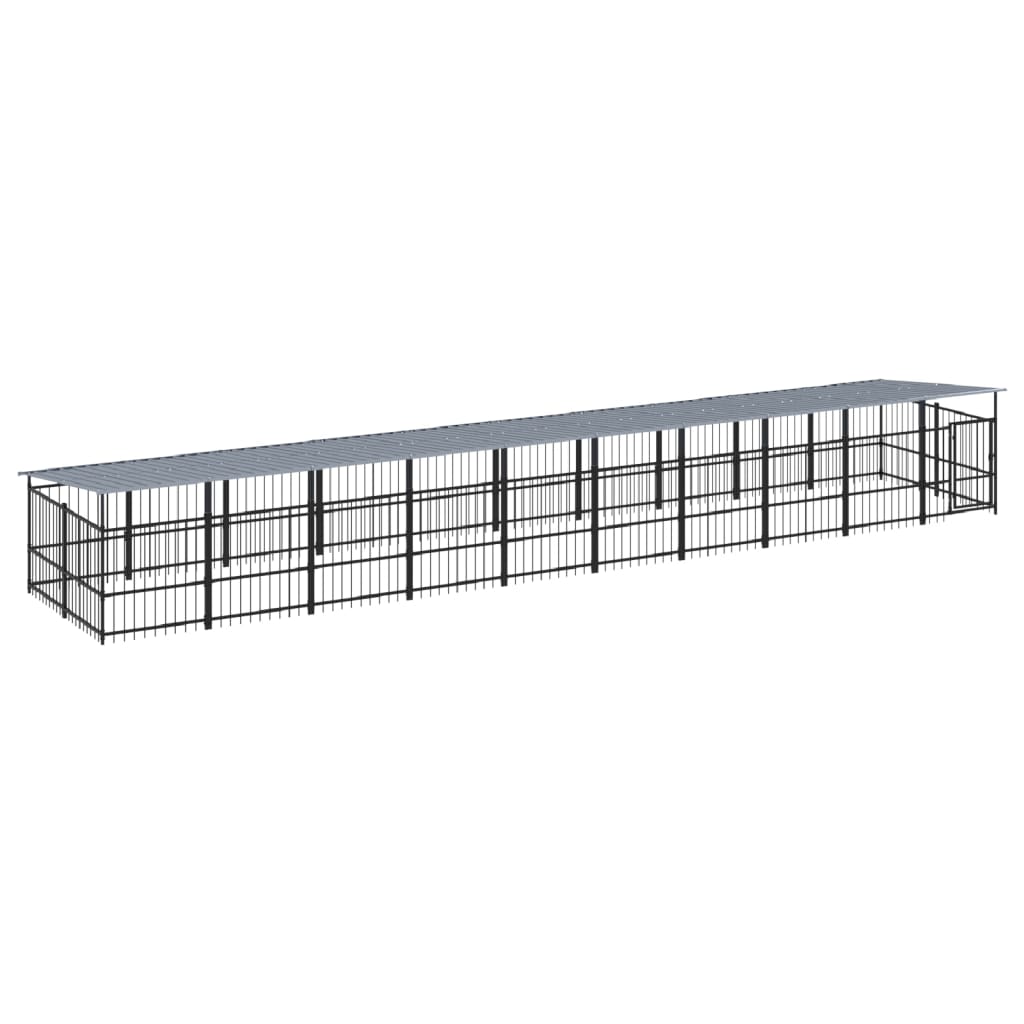 Outdoor-Hundezwinger Mit Dach Stahl 18,77 M²