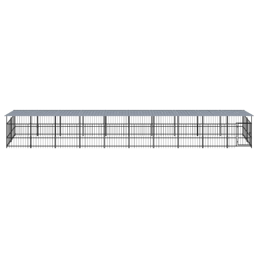 Outdoor-Hundezwinger Mit Dach Stahl 18,77 M²