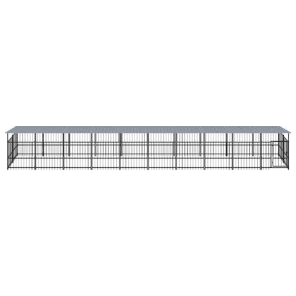 Outdoor-Hundezwinger Mit Dach Stahl 18,77 M²