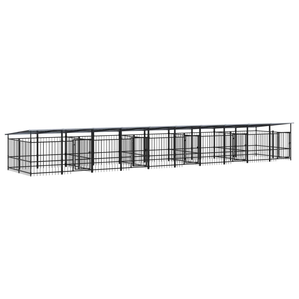 Outdoor-Hundezwinger Mit Dach Stahl 18,77 M²