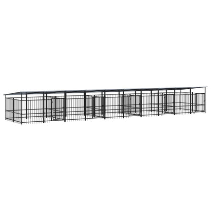Outdoor-Hundezwinger Mit Dach Stahl 18,77 M²