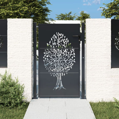 Gartentor Anthrazit Stahl Baum-Design