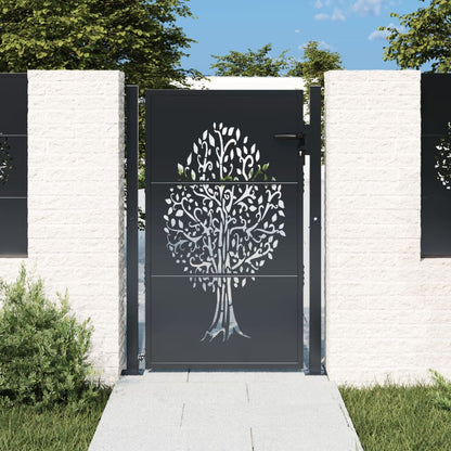 Gartentor Anthrazit Stahl Baum-Design