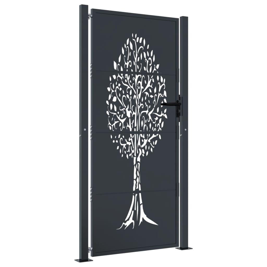 Gartentor Anthrazit Stahl Baum-Design