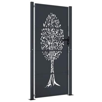 Gartentor Anthrazit Stahl Baum-Design
