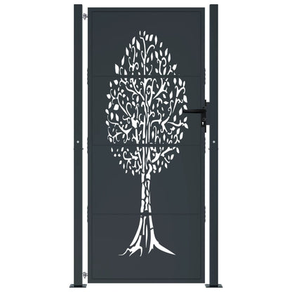 Gartentor Anthrazit Stahl Baum-Design