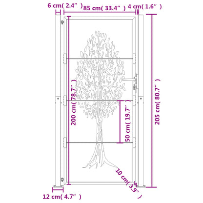 Gartentor Anthrazit Stahl Baum-Design