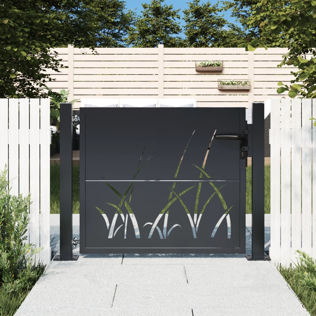 Gartentor Anthrazit Stahl Gras-Design
